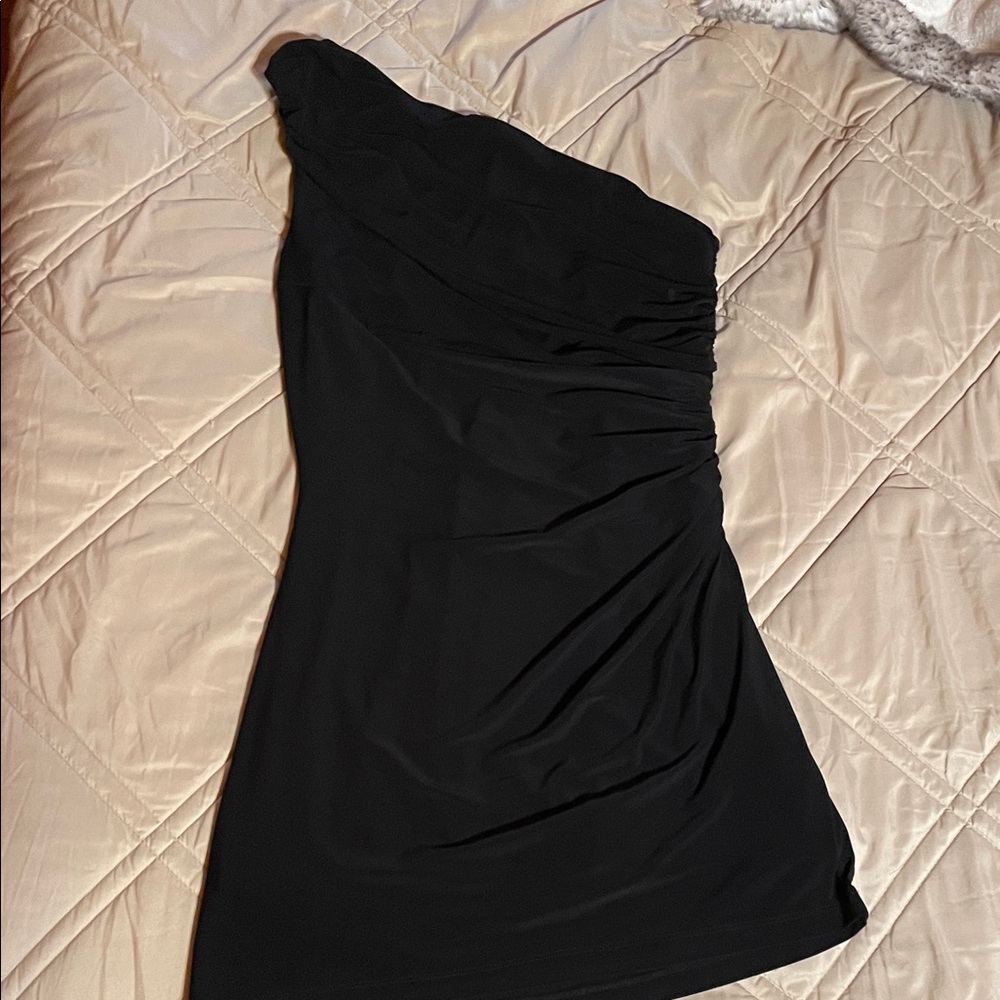 Lauren Ralph Lauren Black One-Shoulder Dress